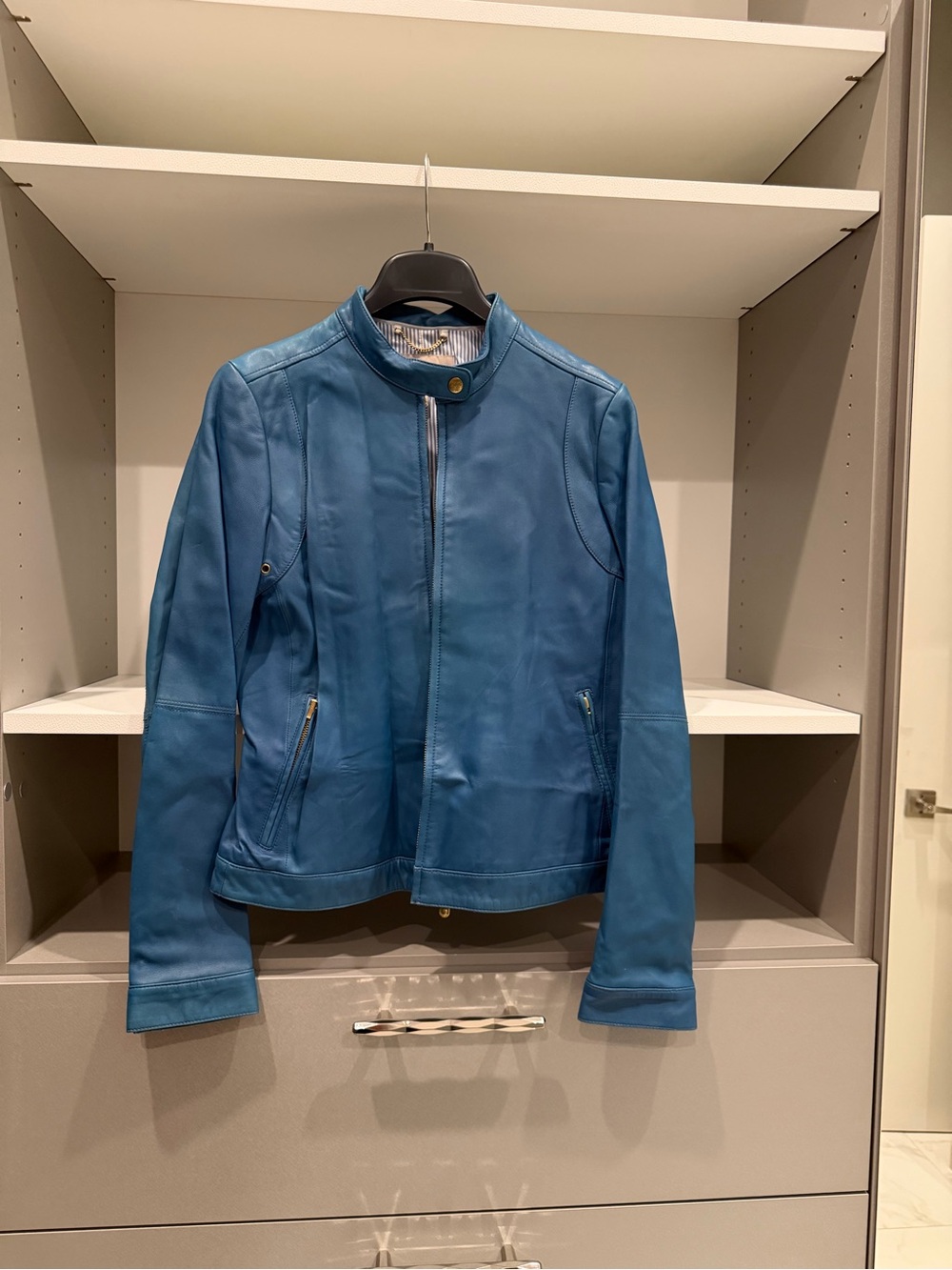 Banana Republic Teal Leather Moto Jacket